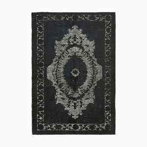 Tapis Antique Tissé à la Main Sculpté Noir