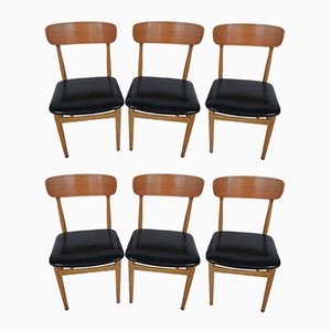 Chaises de Salon en Cuir, 1950s, Italy, Set de 6