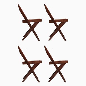 Armlehnstühle von Pierre Jeanneret, 1950er, 4er Set