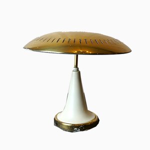Lámpara de techo italiana vintage de latón y laca de Lumi, años 50