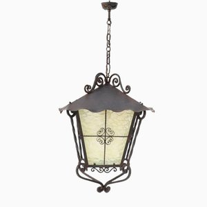Large French Provincial Wrought Iron Lantern, 1950s