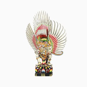 Escultura balinesa colorida vintage tallada a mano