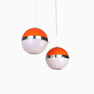 Mid-Century Italian Space Age Pendant Lamps, Set of 2