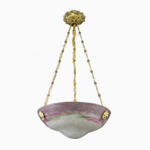 Art Nouveau Glass Bowl Ceiling Lamp, 1920s