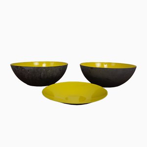 Yellow Krenit Bowls by Herbert Krenchel Torben Ørskov, Set of 3, 1960s