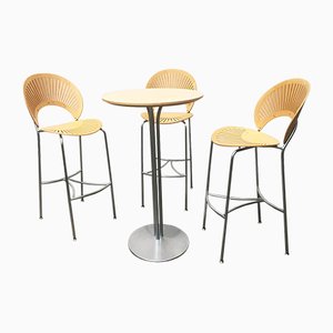 Tabourets et Table Trinidad par Nanna Ditzel pour Fredericia, Danemark, 1990s, Set de 4