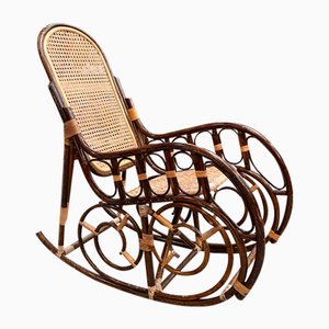 Rocking Chair in Rattan, 1970s