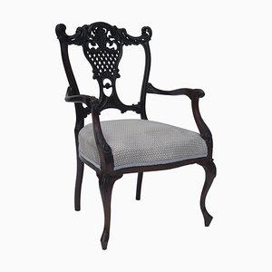 Antique Victorian Mahogany Carved Armchair, 19th Century