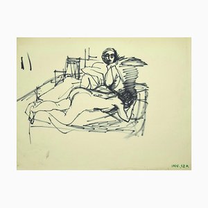 Leo Guida, Figure, Original Ink Drawing on Paper, Late 20th Century