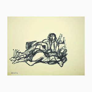 Leo Guida, Figure, Original Permanent Marker Drawing, Mid-20th Century