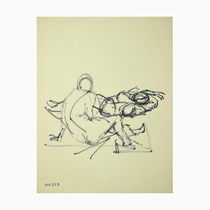 Leo Guida, Figure, Original Marker Drawing on Paper, años 70