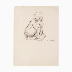 Rayomond Cazanove, Nude, Original Pen on Paper, Mid-20th Century