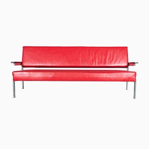 Niederländisches Sofa aus Palisander & rotem Leder von Martin Visser für t Spectrum, 1960er