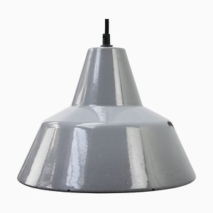 Grey Enamel Vintage Industrial Hanging Lamp from Philips