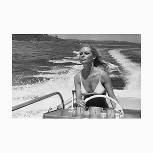 Bardot Boat Trip Archival Pigment Print Framed in White by Jean-Pierre Bonnotte