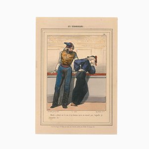Litografía Paul Gavarni (Guillaume Sulpice Chevalier) - the Tops - 1848