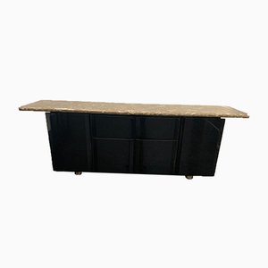 Credenza vintage con ripiano in quarzo e base nera di Giotto Stoppino per Acerbis