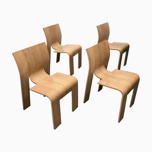 Bentwood Strip Stackable Dining Chairs by Gijs Bakker for Castelijn, 1980s, Set of 4