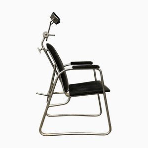 Barbier oder Zahnarzt Stuhl aus schwarzem Kord, 1960er