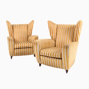 Wood & Fabric Lounge Chairs by Paolo Buffa, 1950s, Set of 2