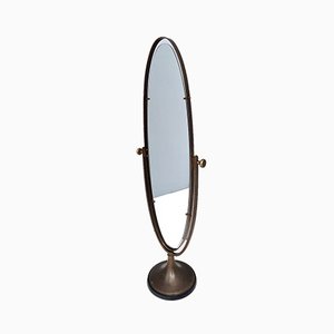 Mid_Century Cheval Mirror with Brass and Metal Frame, 1960s