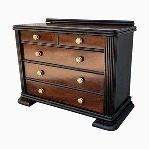 French Art Deco Chest of Drawers with Ebonized Base and Columns