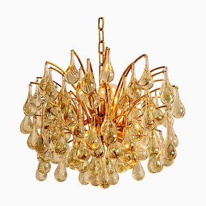 Large Brass and Crystal Chandelier by Ernst Palme, Germany, 1970s