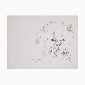 Marie Paulette Lagosse, The Cat, Pen on Paper, 1970s