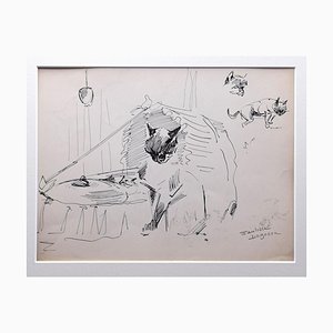Marie Paulette Lagosse, The Cats, Pen on Paper, 1970s