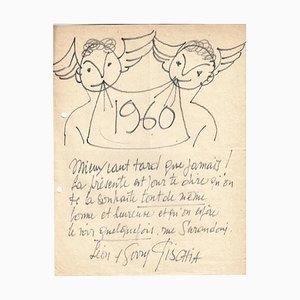 Léon Gischia, Feliz Año Nuevo, Dibujo, 1960