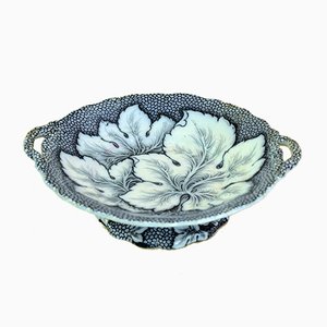 Thomas Dimmock, Antique English Pearlware Footed Platter with Grape Leaf, 1830s
