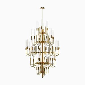 Chandelier In Gold-plated Brass With Clear Crystal Glass