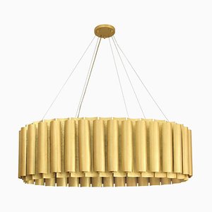 Oval Pendant Light In Matte Hammered Brass