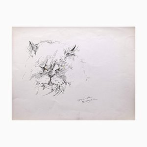 Marie Paulette Lagosse, Die Katze, Feder auf Papier, 1970er