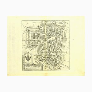 Carte Franz Hogenberg - Ypres - Gravure à l'Eau Forte - Fin 16ème Siècle