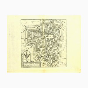 Franz Hogenberg - Mappa di Ypres - Incisione - Fine XVI secolo