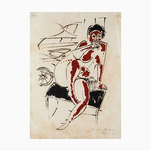 Litografía original - 1958 de Pericles Fazzini - Desnudo