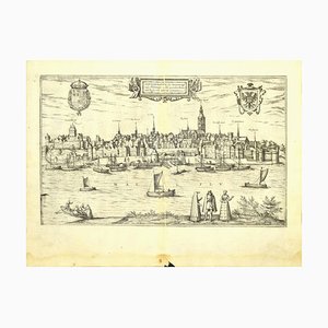 Franz Hogenberg - Map of Nijmegen - Etching - Late 16th Century