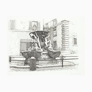 Giuseppe Malandrino - Fountain of the Turtles - Original Radierung - 1970er Jahre