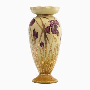 Aesthetic Movement Vase with Irises by Clara Pringle for Linthorpe Pottery, 1880s