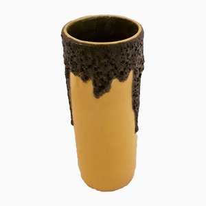 Gelbe Vintage Keramik Fat Lava Vase von Scheurich, 1960er