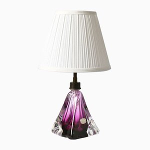 Lampe de Bureau Mid-Century en Verre Violet de Val Saint Lambert, 1950s