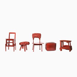 Chinese Stools – Made in China, Copied by the Dutch 2007, Red from Studio Wieki Somers, Set of 5