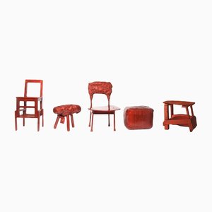 Chinese Stools – Made in China, Copied by the Dutch 2007, Red from Studio Wieki Somers, Set of 5