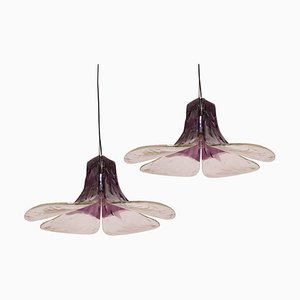 Lampe à Suspension Violette Modèle LS185 par Carlo Nason pour Mazzega