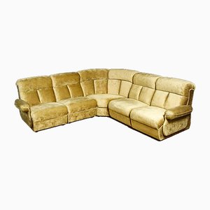 Vintage Velvet Modular Corner Sofa in Yellow, Set of 5