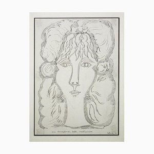Gian Paolo Berto - Portrait of Berenice - Crayon Sur Papier Original - 1971