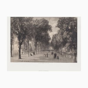 Lithographie Originale de Antonio Fontanesi - Intérieur de Geneve - 19ème Siècle