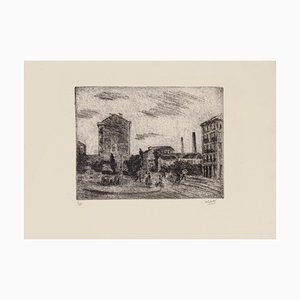 Alberto Salietti - Outskirts of Milan - Original Etching - 1940s