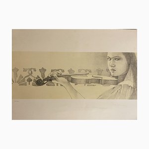 Litografía original de Paolo Giorgi - the Violin - 1986